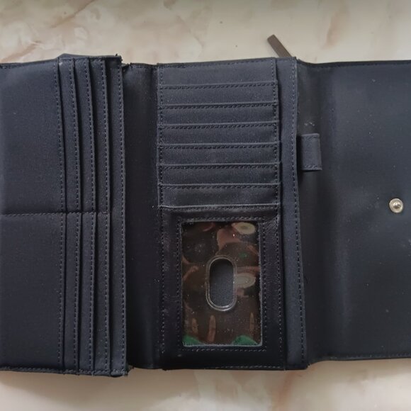 Enzo Angiolini Black Leather Tri-Fold Wallet / Clutch - Picture 3 of 5